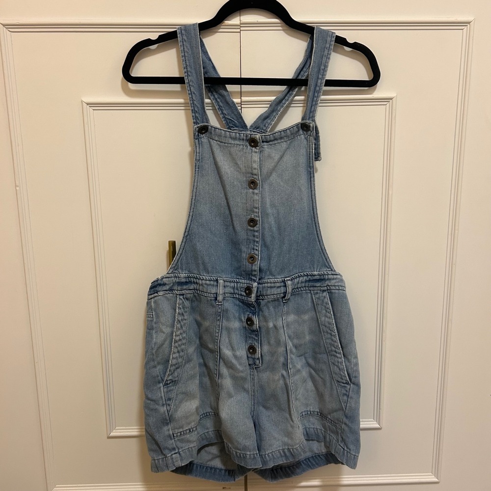 Bella Dahl Denim‎ Overalls Romper Button Front Jean Shortalls Jumpsuit